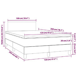 vidaXL Sommier à lattes de lit avec matelas LED Taupe 120x200 cm Tissu pas cher