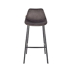 Mes Lot de 2 chaises de bar H80 cm en velours gris - FRANKY