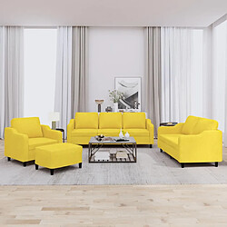 vidaXL Ensemble de canapés 4 pcs avec coussins Jaune clair Tissu 