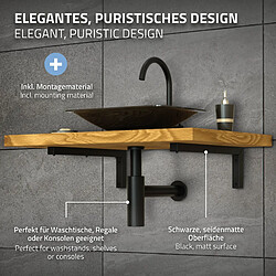 ML-Design Set 2x Consoles Murales en Forme de L, 300x150x30 mm, Noir, Acier, Design Flottant Équerre, Supports d'Étagère en Angle pour Lavabo/Table pour Salle de Bain/Salon, Matériel de Montage Inclus