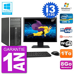 PC HP 6300 MT Ecran 27" Core i3-2120 RAM 8Go Disque 1To Graveur DVD Wifi W7 · Occasion 