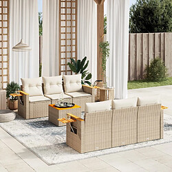 Maison Chic Salon de jardin avec coussins 7 pcs | Ensemble de Table et chaises | Mobilier d'Extérieur beige résine tressée -GKD46294