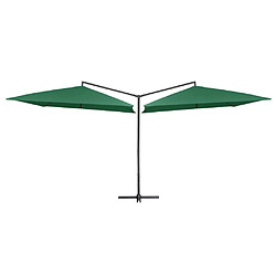 vidaXL Parasol double avec mât en acier 250 x 250 cm Vert