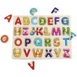 Totalcadeau Puzzle lettres de l'alphabet en majuscule en bois jeu Montessori