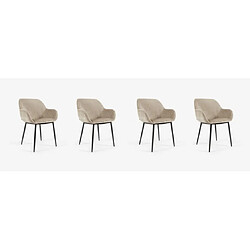 LF SALON Chaise Lot de 4 fauteuils Konna en chenille beige