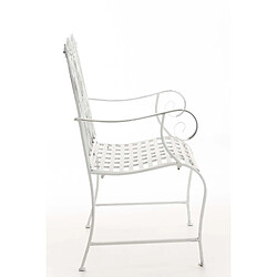 Avis Decoshop26 Banc de jardin balcon terrasse style rustique largeur 116 cm en métal blanc vieilli 10_0002924