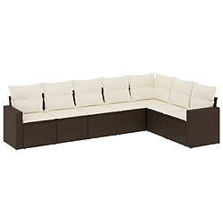 vidaXL Salon de jardin avec coussins 7 pcs marron résine tressée