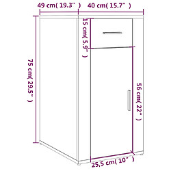 vidaXL Armoire de bureau Chêne marron 40x49x75 cm Bois d'ingénierie pas cher