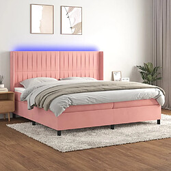 vidaXL Sommier à lattes de lit matelas et LED Rose 200x200 cm Velours 