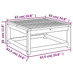 vidaXL Table de jardin 63x63x30 cm bois d'acacia solide pas cher