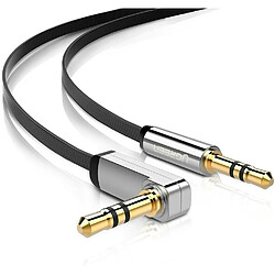 UGREEN Plat Câble Audio Jack Coudé 90 Degrés Cable Jack Auxiliaire 3,5mm Mâle Mâle Compatible avec iPhone iPad iPod Casque HiFi Autoradio Smartphone Tablette MP3 (3M, Noir) 