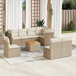 Maison Chic Salon de jardin avec coussins 9 pcs | Ensemble de Table et chaises | Mobilier d'Extérieur beige résine tressée -GKD95090