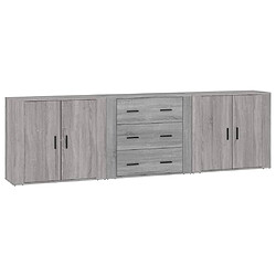 Maison Chic Lot de 3 Commode Buffet - Meuble de rangements Sonoma gris Bois d'ingénierie -GKD51749