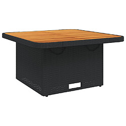 vidaXL Table de jardin noir 80x80x71 cm résine tressée et bois acacia