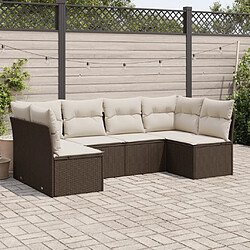 vidaXL Salon de jardin avec coussins 6 pcs marron résine tressée