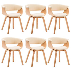 Maison Chic Lot de 6 Chaises à manger,Chaise pour cuisine crème bois courbé et similicuir -MN13614