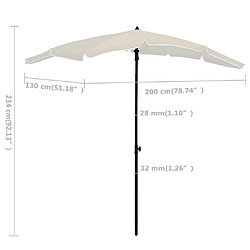 vidaXL Parasol de jardin avec mât 200x130 cm sable pas cher