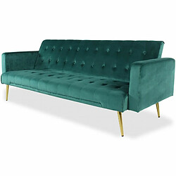 Paris Prix Canapé Convertible Velours Tybio 175cm Vert