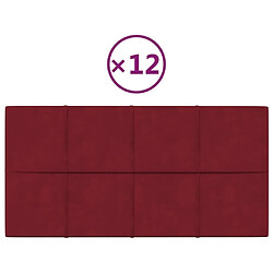 vidaXL Panneaux muraux 12 pcs Rouge bordeaux 60x30 cm Velours 2,16 m²