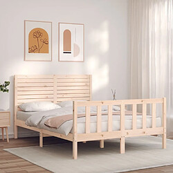 Maison Chic Cadre/structure de lit avec tête de lit pour adulte - Lit Moderne Chambre 120x200 cm bois massif -MN11940