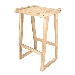 Rendez Vous Deco Tabouret de bar Haida en teck et rotin naturel 66 cm 