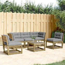 vidaXL Salon de jardin 5 pcs avec coussins bois de pin imprégné 