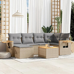 Maison Chic Salon de jardin avec coussins 7 pcs | Ensemble de Table et chaises | Mobilier d'Extérieur beige résine tressée -GKD47565