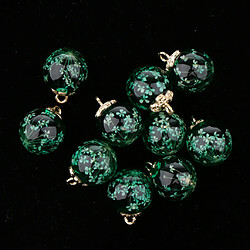 Avis 10pcs fleur séchée boule de verre pendentif bricolage boucle d'oreille Dangle Craft vert foncé