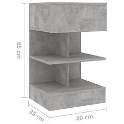 vidaXL Tables de chevet 2 pcs Gris béton 40x35x65 cm pas cher