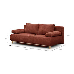 Acheter Banquette convertible 3 places MIKA - Velours côtelé Terracotta - Coffre de rangement - L 192 x H 84 x P 93 cm