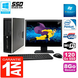 PC HP Compaq Pro 6200 SFF Ecran 27" Intel G840 8Go 120 Go SSD Graveur DVD Wifi W7 · Occasion 