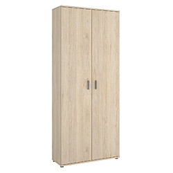 Pegane Armoire en panneaux de particules mélaminés coloris chêne naturel - Longueur 77.4 x Profondeur 35.3 x Hauteur 190.2 cm