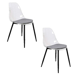 Toilinux Lot de 2 Chaises design transparent Lilia - Noir