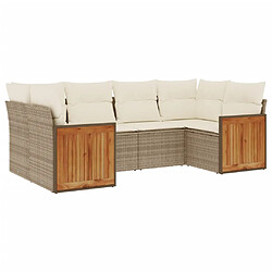 vidaXL Salon de jardin avec coussins 6 pcs beige résine tressée