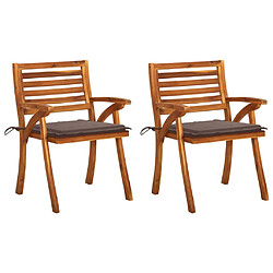 vidaXL Chaises à manger de jardin lot de 2 avec coussins Acacia massif