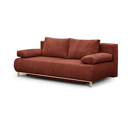 Avis Banquette convertible 3 places MIKA - Velours côtelé Terracotta - Coffre de rangement - L 192 x H 84 x P 93 cm