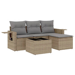 vidaXL Salon de jardin avec coussins 4 pcs beige résine tressée