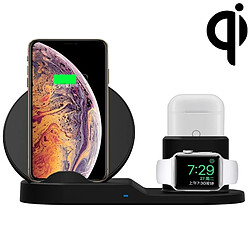 Wewoo Chargeur sans fil Support de rapide N30 3 en 1 pour téléphones intelligents Qi Standard, iWatch et AirPods (Noir) 