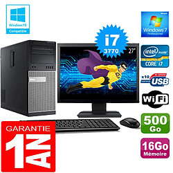 PC Tour DELL 7010 Core I7-3770 Ram 16Go Disque 500 Go Wifi W7 Ecran 27"