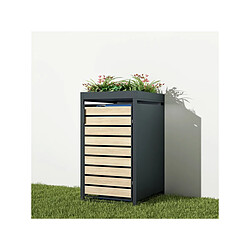 Habitat Et Jardin Cache poubelle avec bac à fleurs Colorado - 68 x 79.7 x 119.7 cm - Anthracite