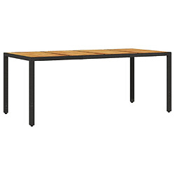 vidaXL Table de jardin et dessus en bois d'acacia noir résine tressée