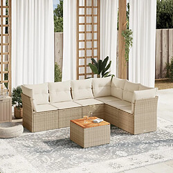 vidaXL Salon de jardin avec coussins 7 pcs beige résine tressée 