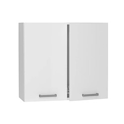 Pegane Meuble haut de cuisine avec 2 portes coloris blanc- longueur 80 x profondeur 28 x hauteur 72 cm 