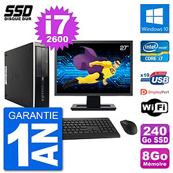 PC HP Compaq Pro 6300 SFF Ecran 27" i7-2600 RAM 8Go SSD 240Go Windows 10 Wifi - Occasion