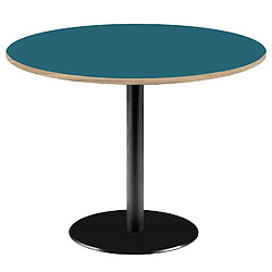 Restootab Table Ø120cm - modèle Rome bleu avec chants bois