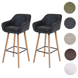 Mendler 2x tabouret de bar Malmö T381, chaise bar/comptoir avec dossier ~ similicuir, noir