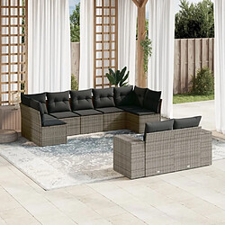 Maison Chic Ensemble Tables et chaises d'extérieur 9 pcs avec coussins,Salon de jardin gris résine tressée -GKD650838