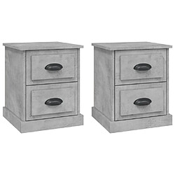 Maison Chic Lot de 2 Tables de chevet - Tables de Nuit gris béton 39x39x47,5 cm bois ingénierie