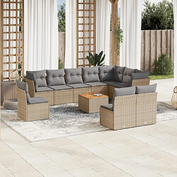 Maison Chic Ensemble Tables et chaises à dîner d'extérieur 11 pcs avec coussins,Salon de jardin mélange beige résine tressée -GKD624560