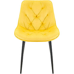 Decoshop26 Chaise de salle à manger x1 assise et dossier capitonné en velours jaune et métal noir 10_0002167